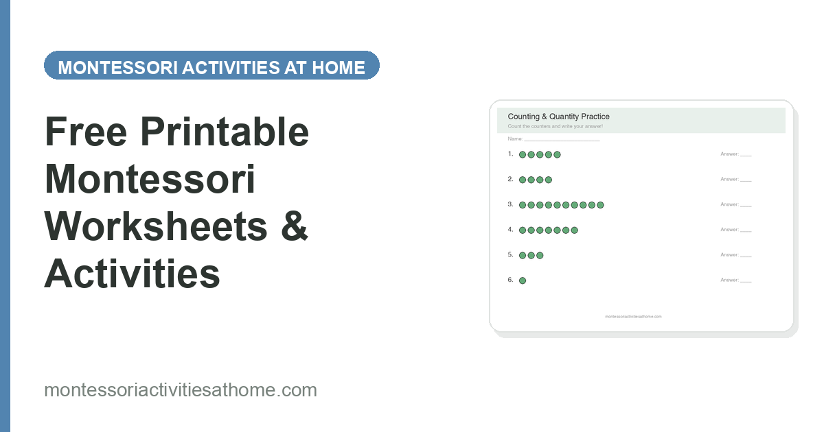 Screenshot of Montessori Activities at Home, Turn household items into Montessori activity ideas and printables in seconds
